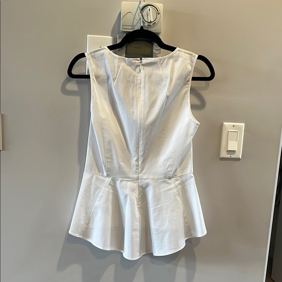 Veronica Beard  Basso Stretch Cotton Sleeveless Peplum Top White NWT - Picture 9 of 13